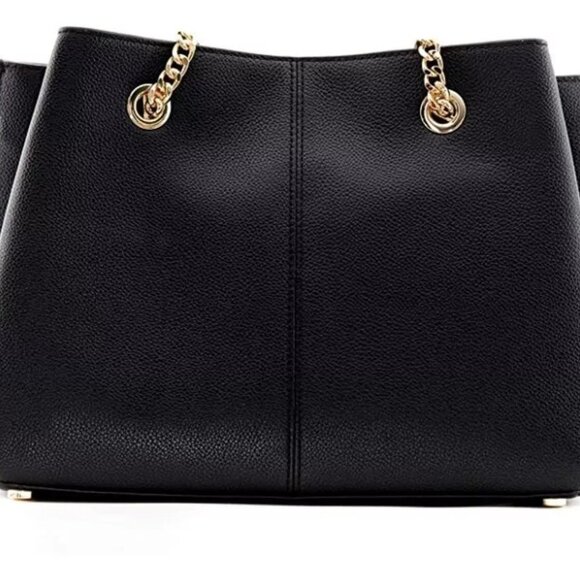 Like New Michael Kors Teagan Black Leather Shoulder Bag Purse - Picture 2 of 3